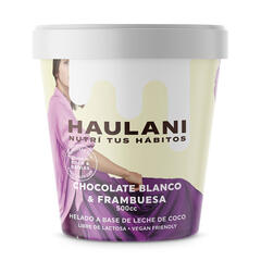 Helado a Base de Leche de Coco Chocolate Blanco y Frambuesa x 450ml - Haulani